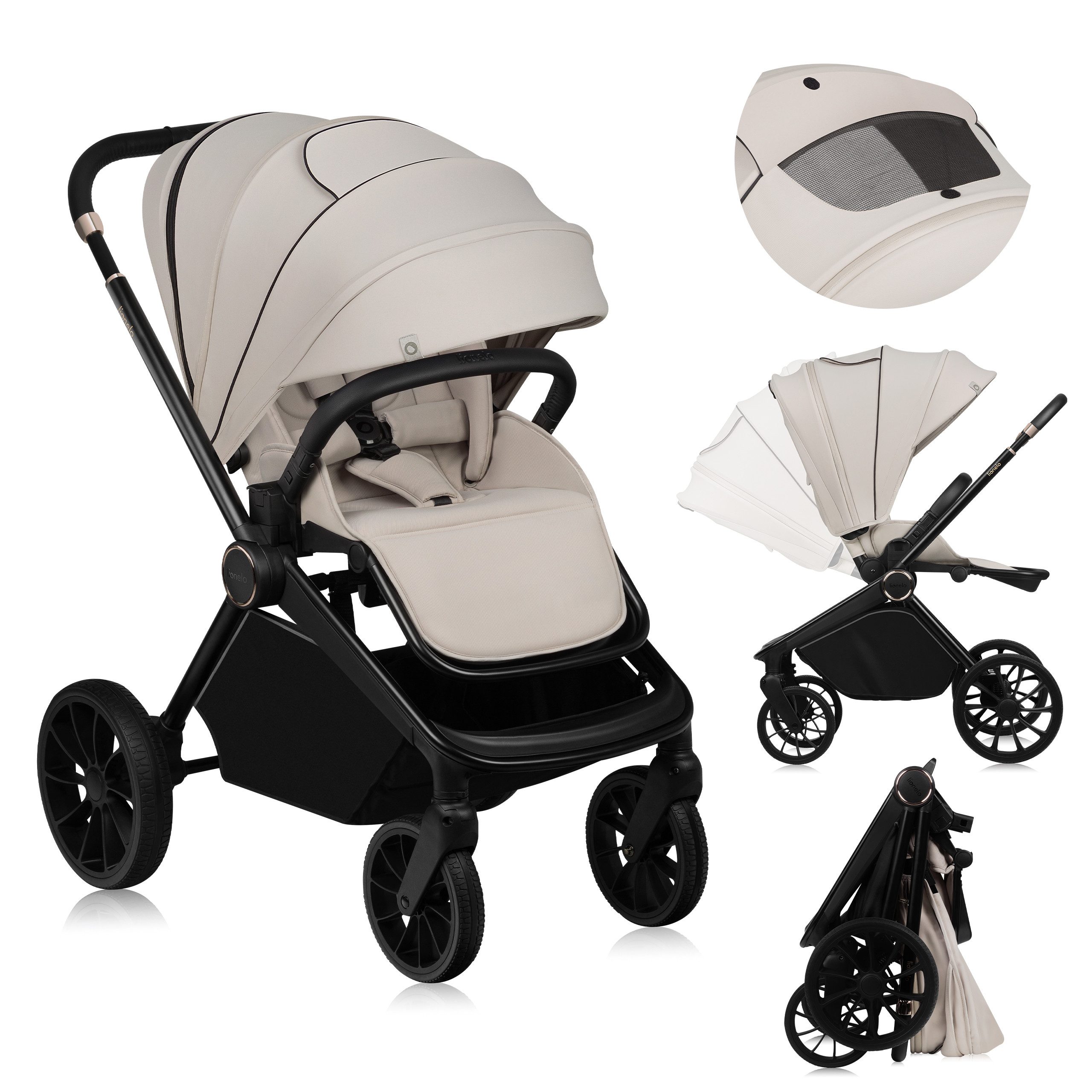 lionelo Kinder-Buggy MIKA PLUS, (Set), XXL-Verdeck/UPF50+/Mit Belüftungssystem
