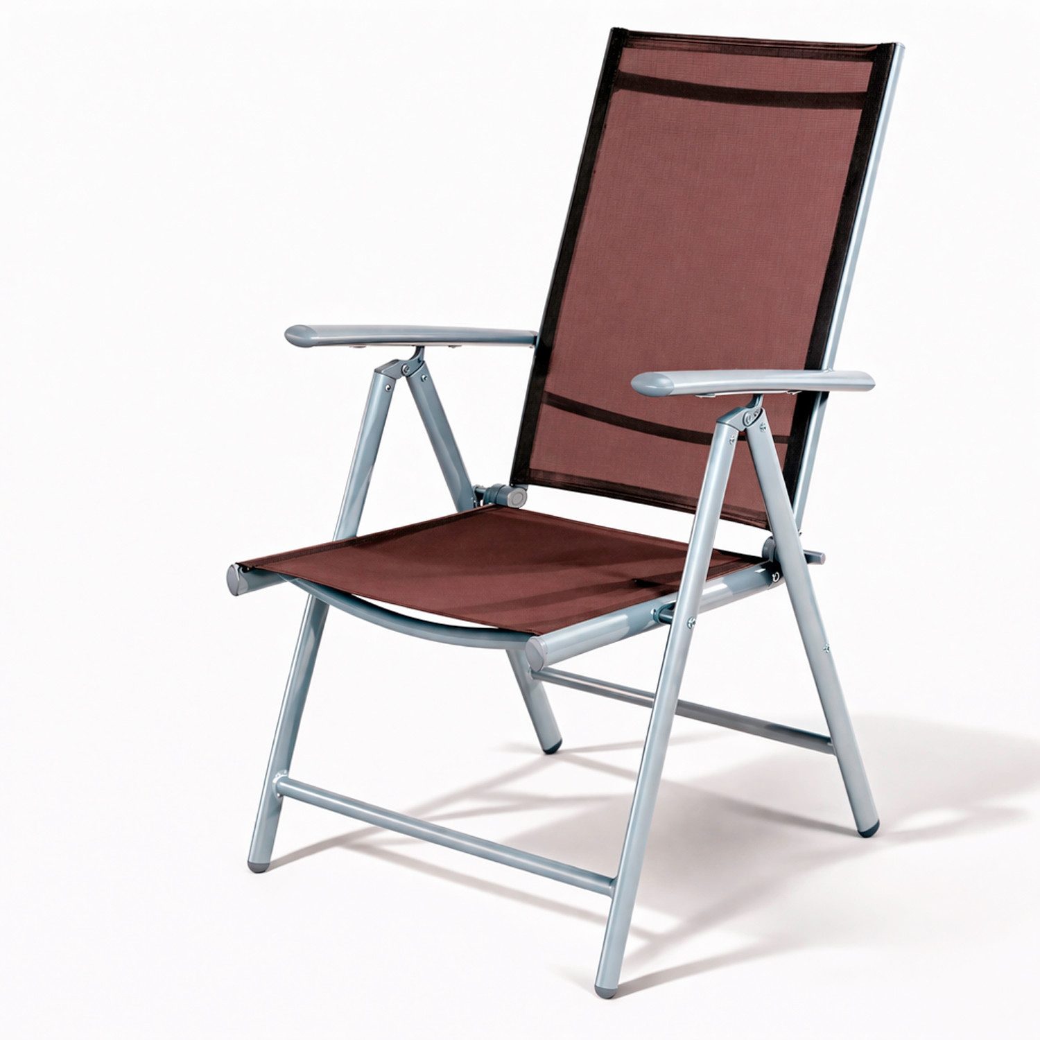 Mojawo Armlehnstuhl 2er Set Garten Klappstuhl Aluminium - Textilen Silbergrau/Schokobraun