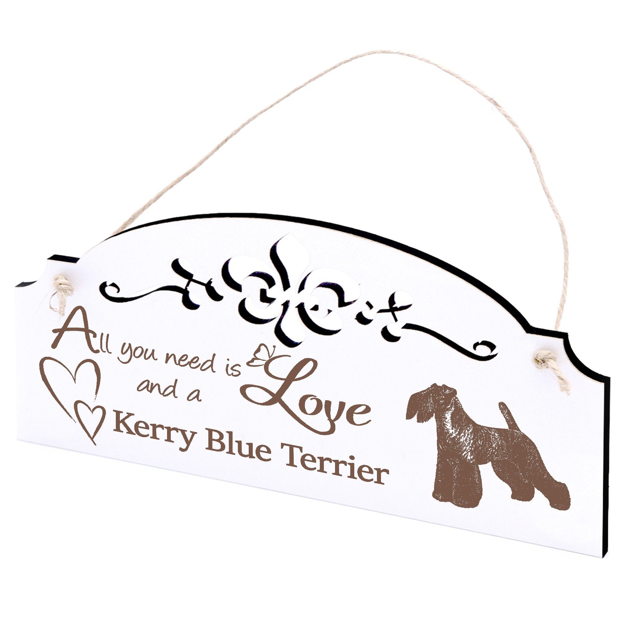 Dekolando Hängedekoration Kerry Blue Terrier Deko 20x10cm All you need is Love | Dekohänger