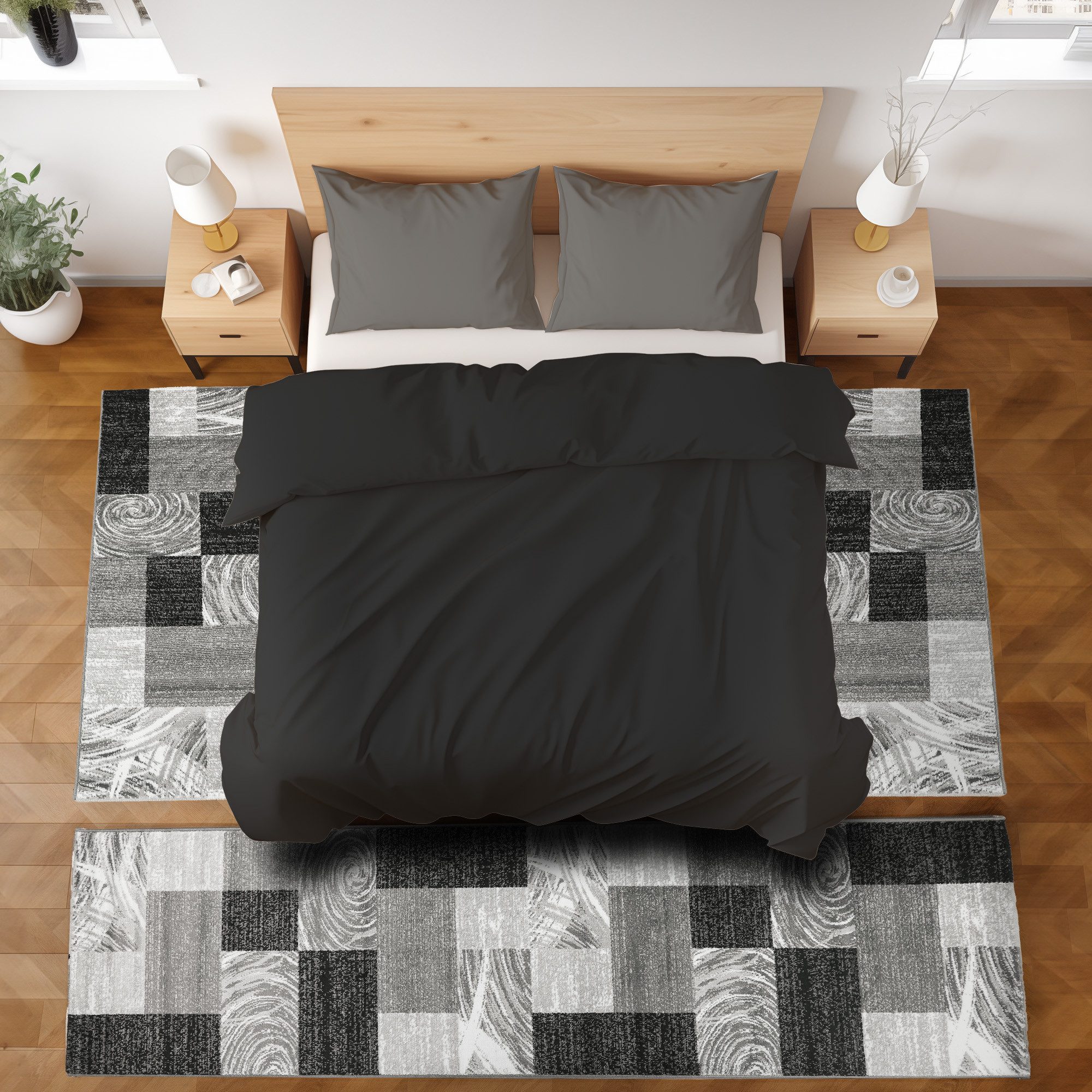 SIMPEX24 Kurzflor-Bettumrandung Abstrakt Kariert Design, Höhe günstig online kaufen