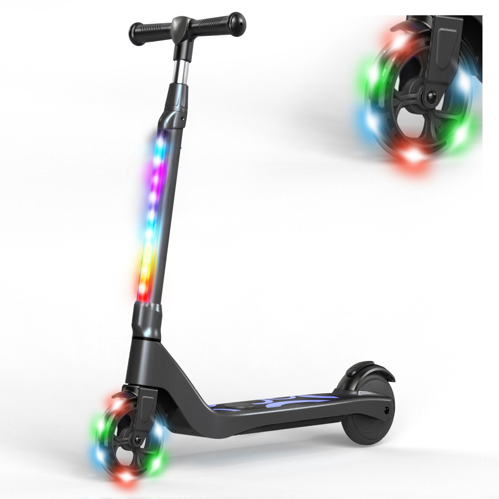SISIGAD Elektro-Kinderroller E Scooter für Kinder 6-10Jahre, max. 10 km/h, Einstellbare Höhe, Elektroroller mit Bunte LED-Lichter, für Kinder 6-10 Jahren