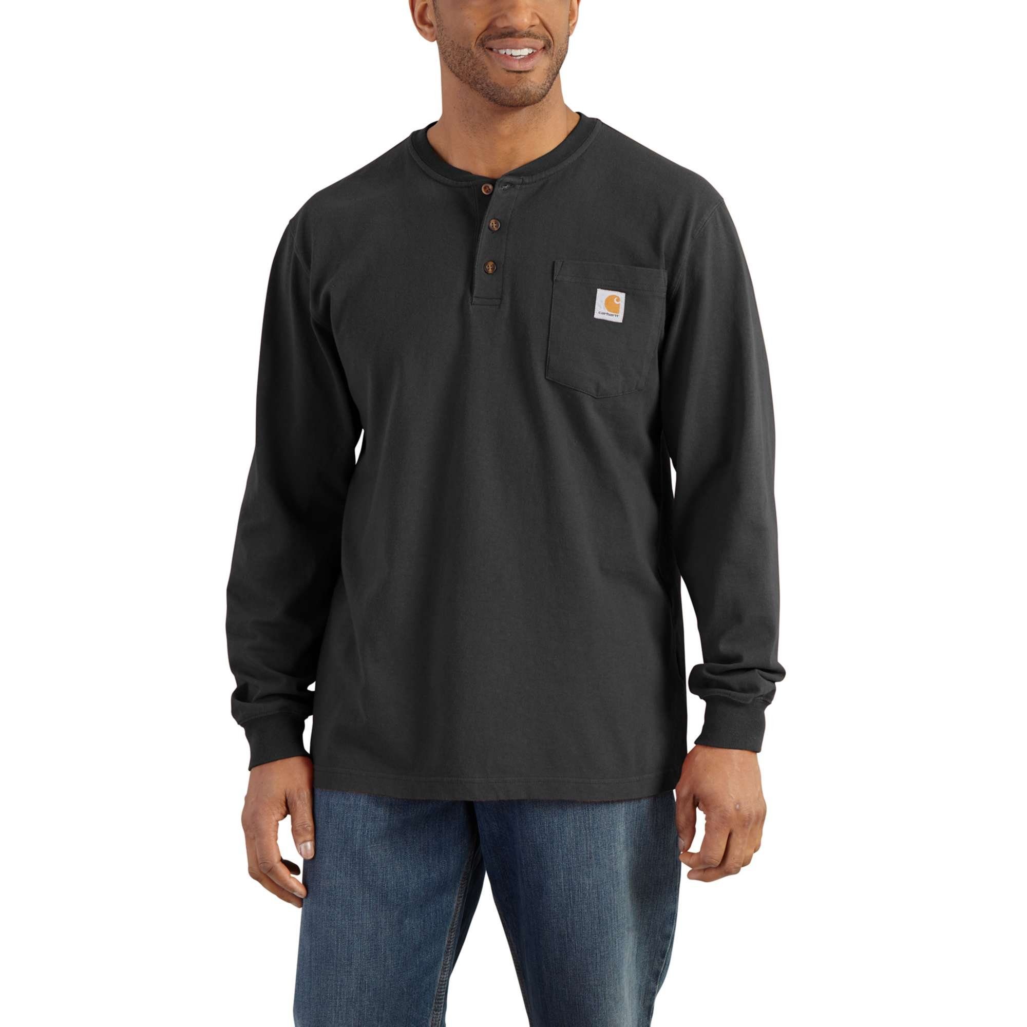 Carhartt Langarmshirt Henley Pocket Loose Black Longsleeve Fit