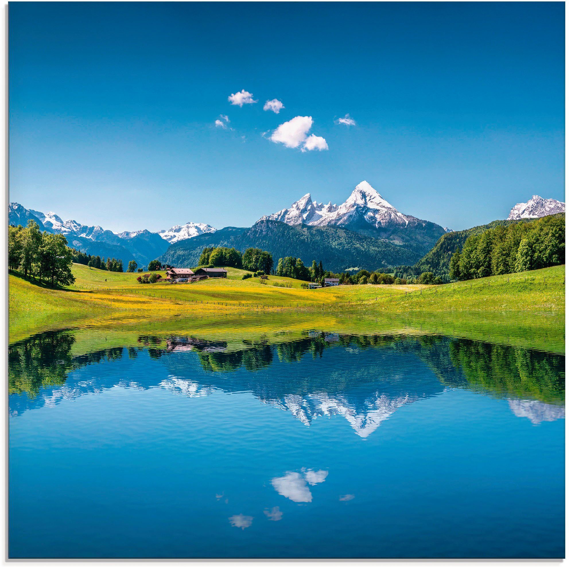in Berge verschiedenen St), Glasbild Alpen, Größen den Landschaft Artland in (1