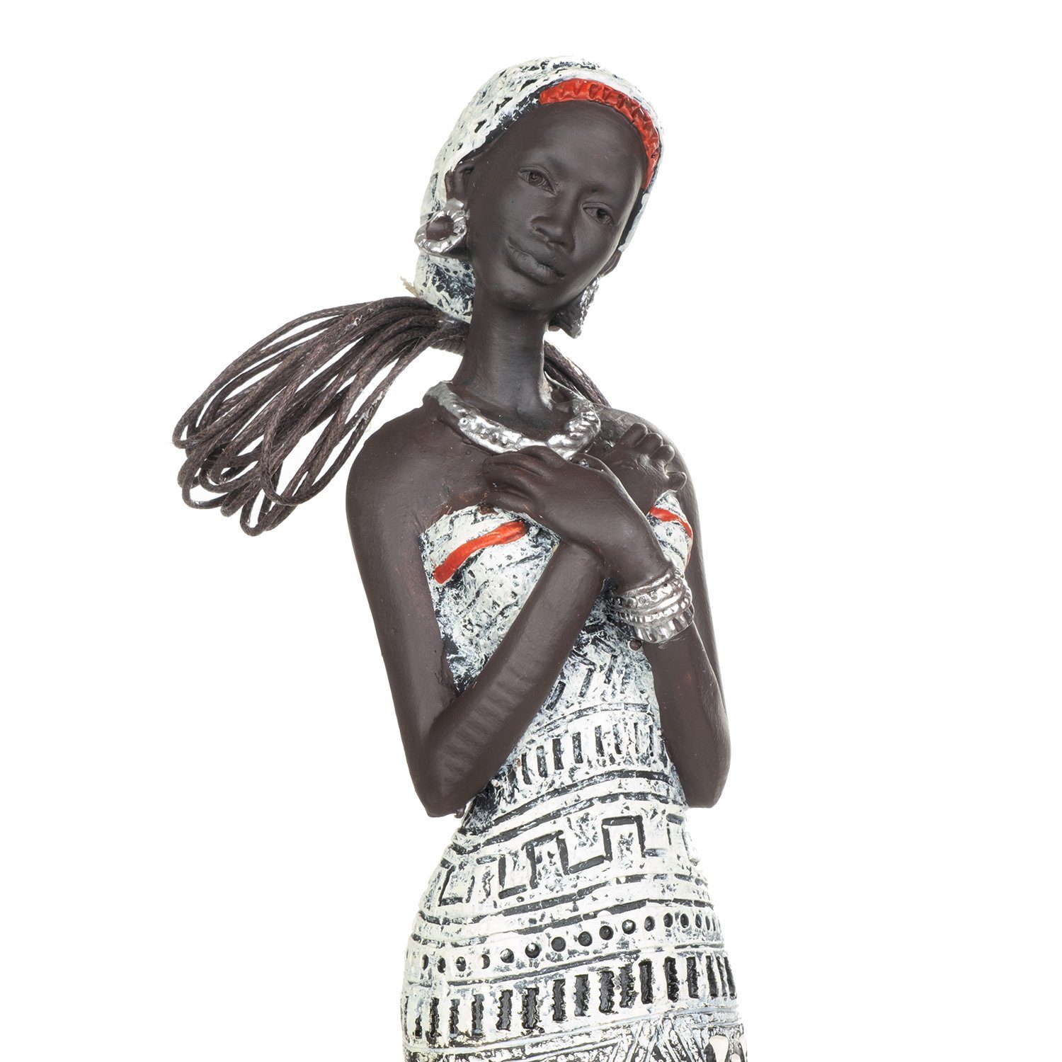 Moritz Dekofigur Deko-Figur Polyresin Afrikanische weiß Figuren aus Kunstfigur Polyresin, Dekoelement Dekoration Frauen Dekofigur kulturell aus