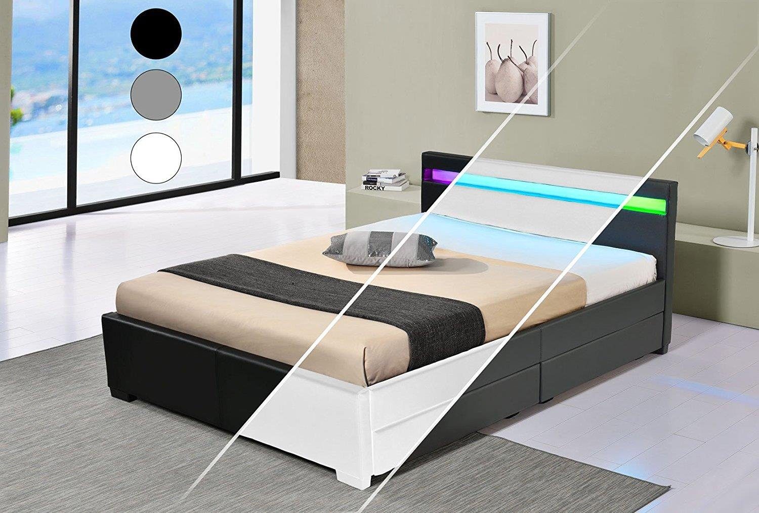 DRULINE Bett »LED Bett LYON Doppelbett Polsterbett Lattenrost« online  kaufen | OTTO