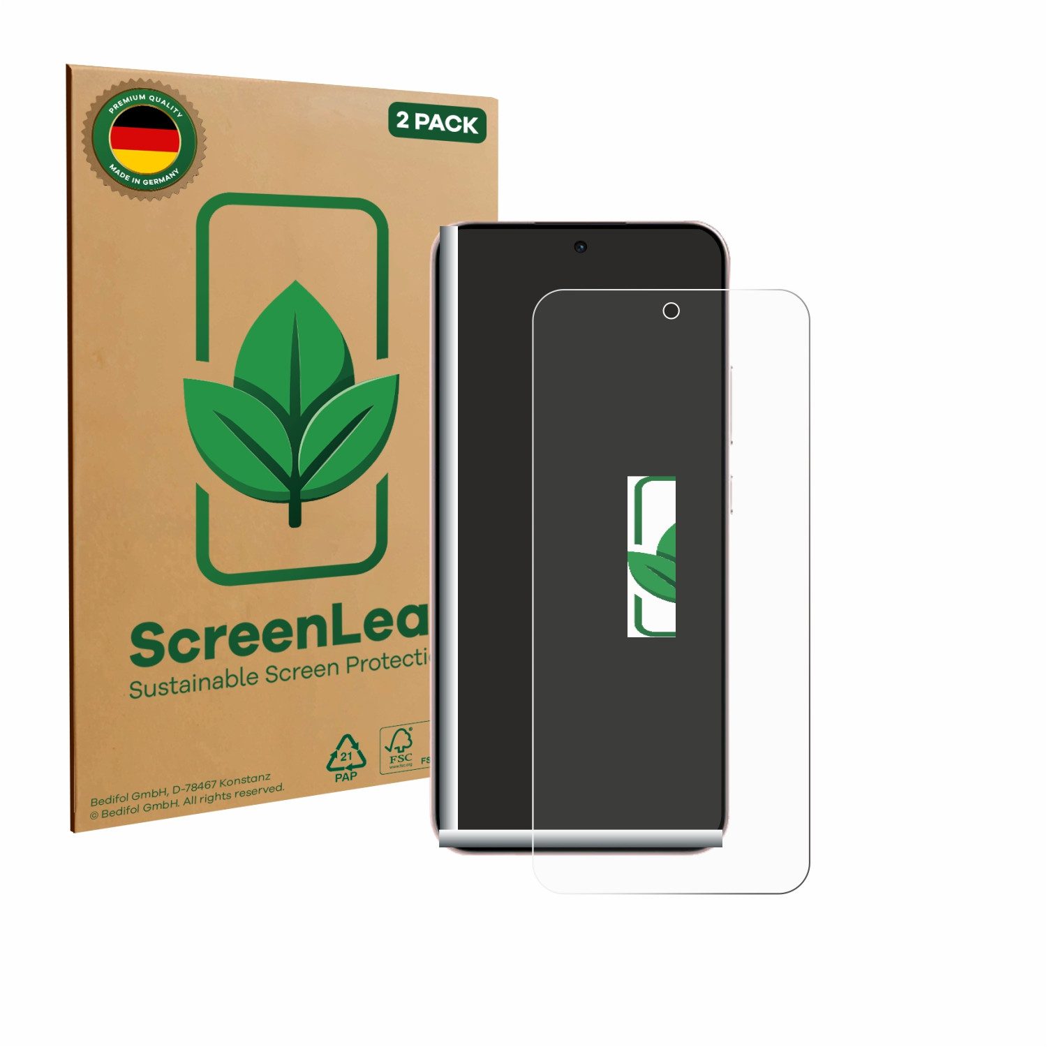 ScreenLeaf Displayschutzfolie Schutzfolie für Oppo Reno 14, 2 Stück, nachhaltiger Displayschutz Schutz Folie Klar Transparent