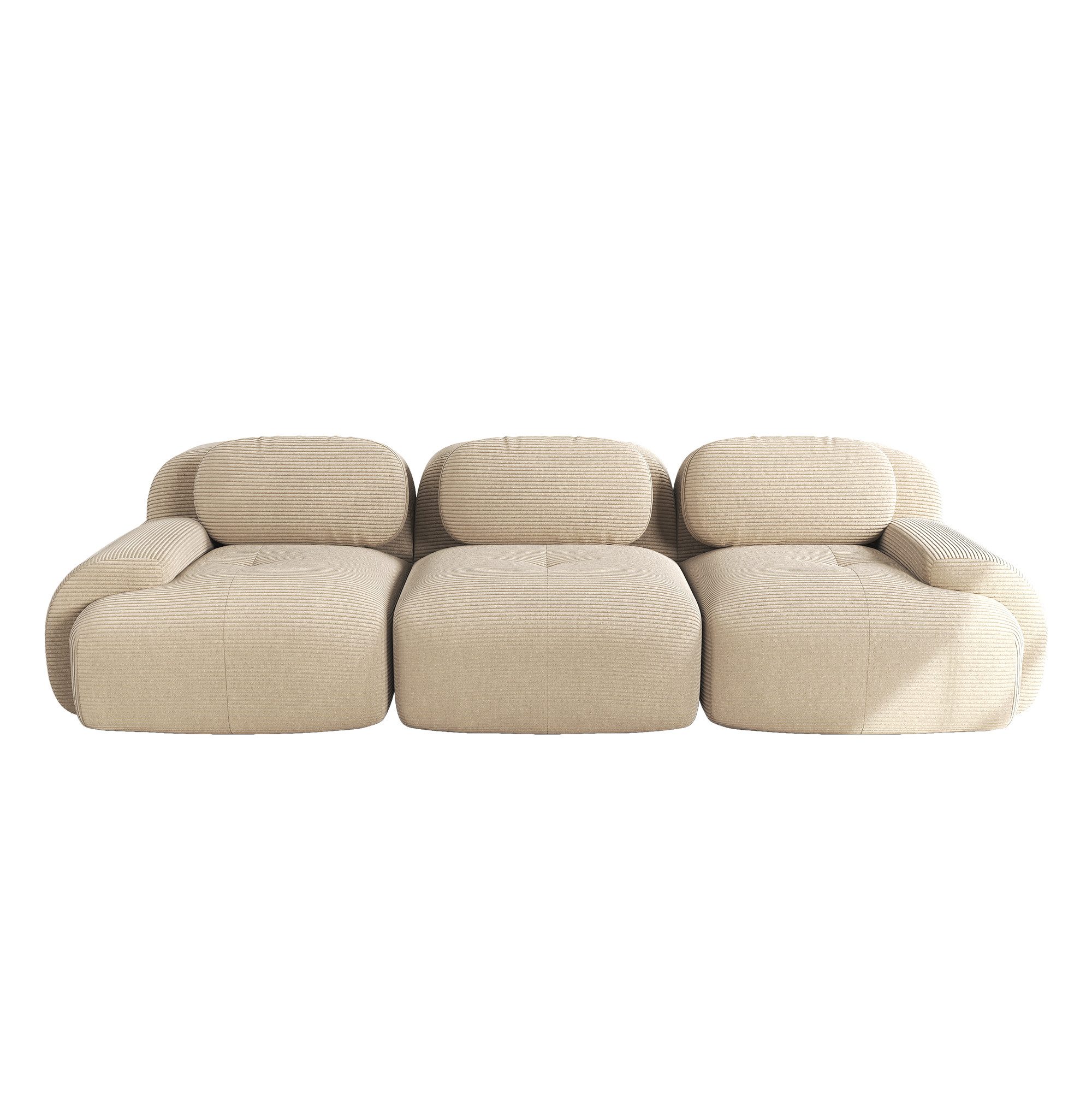 BlingBin Sofa Sofa aus Cordstoff, modular kombinierbar Polstersofa, 3-Sitzer 298 x 103 x 70 cm 1 Teile, hochelastische Polsterung für Wohnzimmer, Schlafzimmer und Heimkino