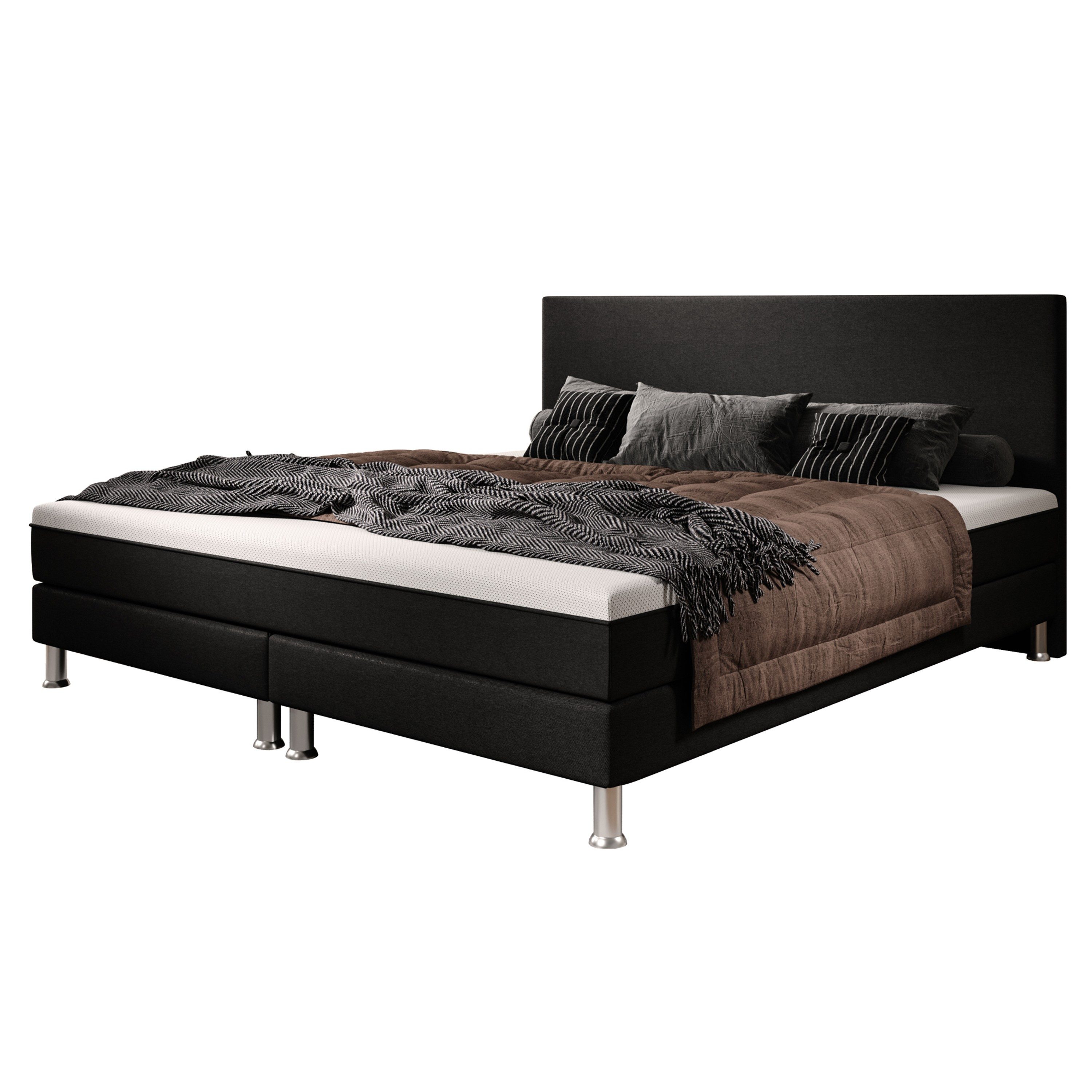 inter Boxspringbett S1 180x200 cm Webstoff, mit Topper-Optik