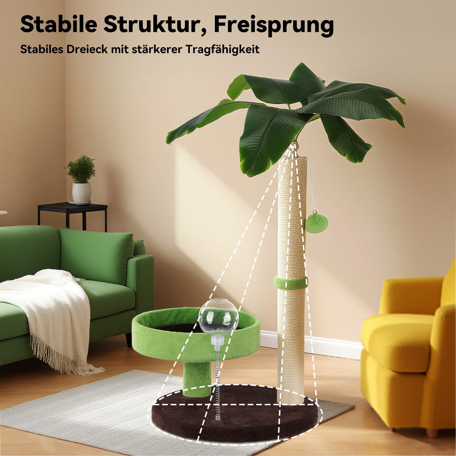 oyajia Kratzbaum Palme 70cm Höhe mit Liegefläche & Sisal Kratzsäule zum Kratzen Spielen