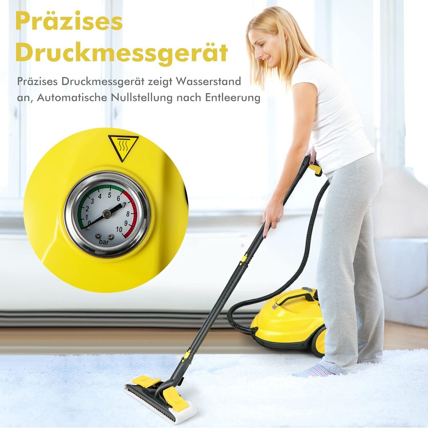 KOMFOTTEU Dampfreiniger Flächenleistung: 108 m², Dampfdruck: 5 bar, 2000,00 W, 1,8 L Wasserkapazität