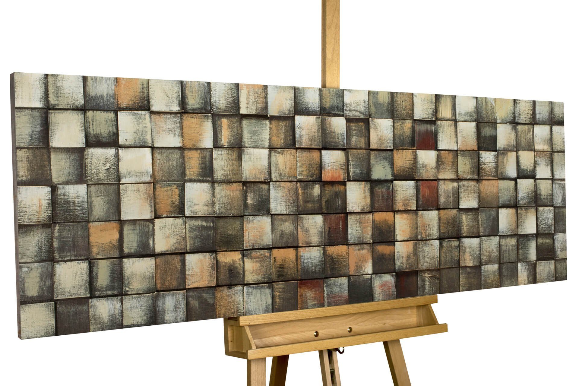 KUNSTLOFT Holzbild World beyond 144x44 cm, handgefertiges Wandbild aus Holz