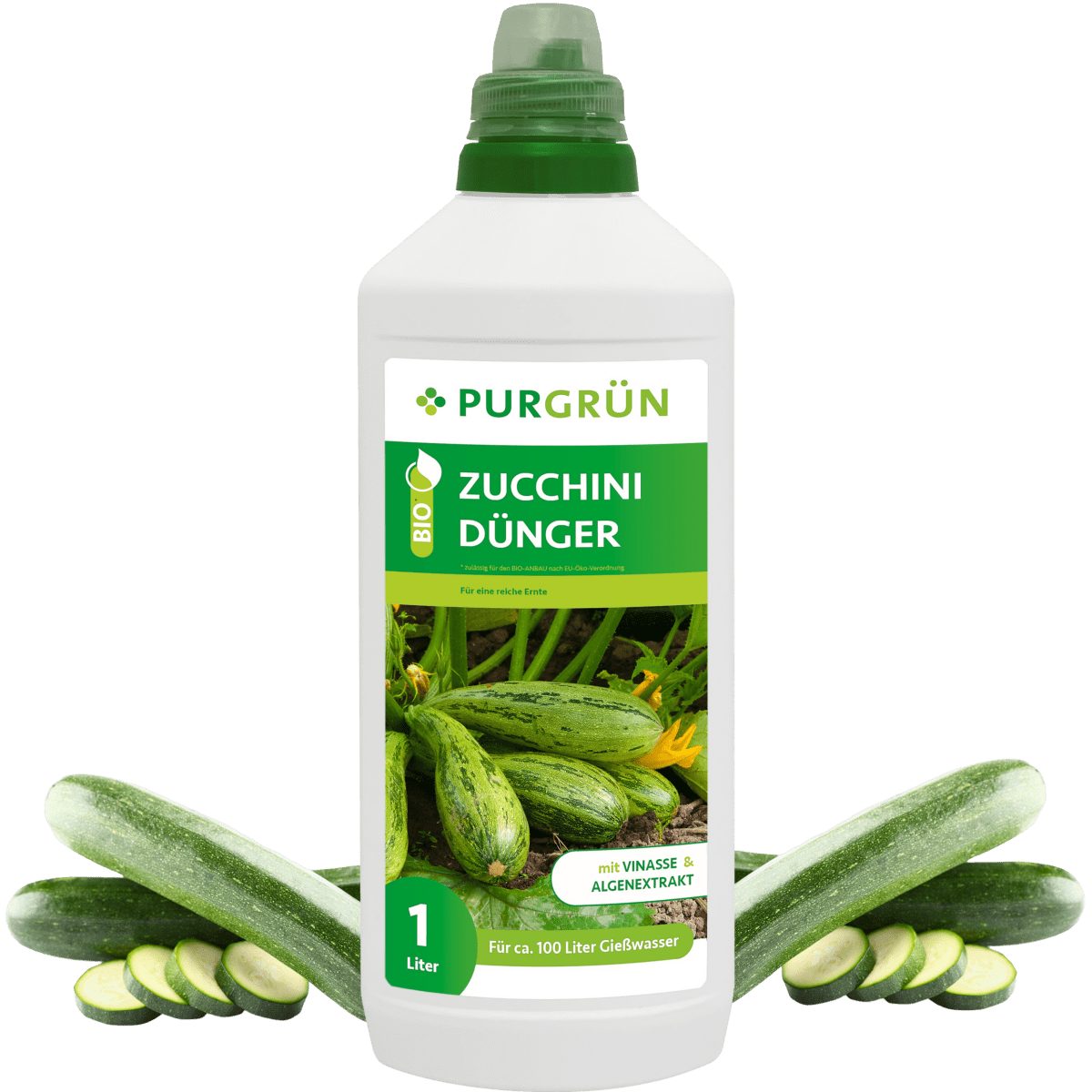Gemüsedünger Purgrün Bio Zucchini Dünger, NPK 4+1+7, Algenextrakt, 1L