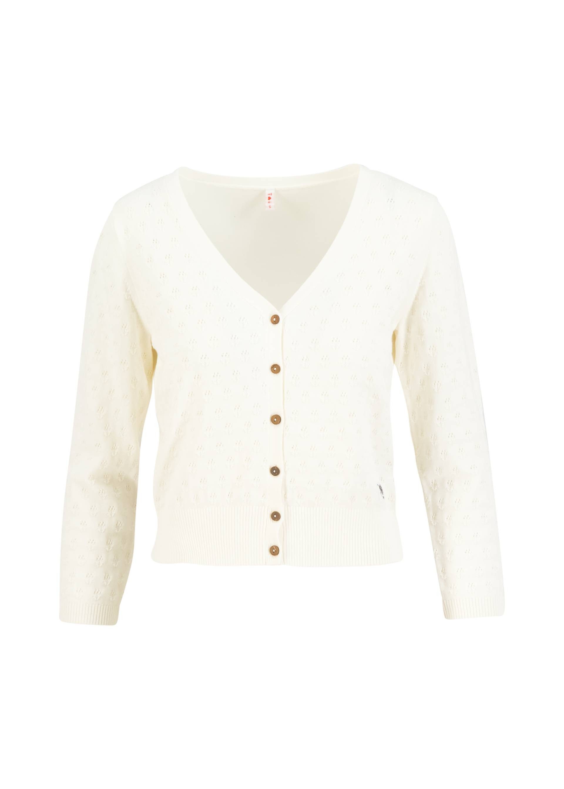 Blutsgeschwister Strickjacke - Strickjacke Damen - Ajour Lochmuster - V-Ausschnitt Cardigan - Swe