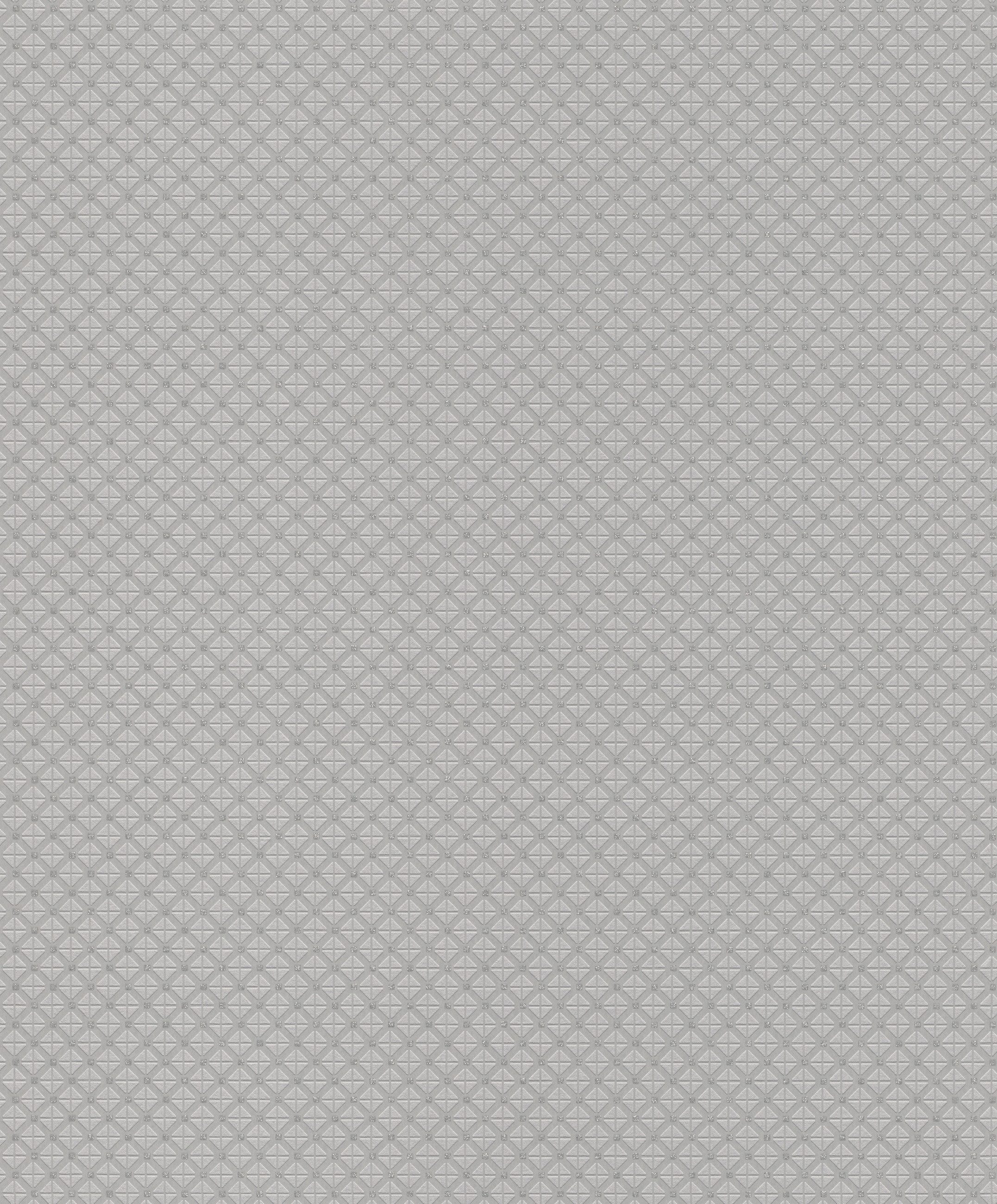 Rasch Vliestapete Grafisches Muster - Vliestapete Grau Silber, Glanzeffekt, Vintage-Optik, (1 Rolle, 1 St., 10,05 m x 0,53 m), gute Lichtbeständigkeit, feucht abwischbar, restlos abziehbar