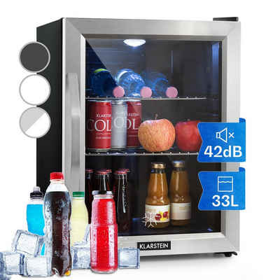 Klarstein Getränkekühlschrank HEA-Beersafe-M 10033119A, 54 cm hoch, 40.5 cm breit, Mini Kühlschrank Bierkühlschrank klein Getränkekühlschrank mit Glastür