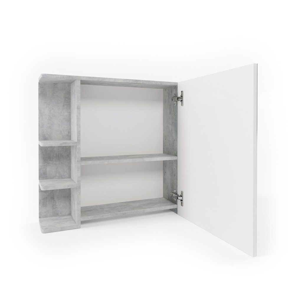 Vicco Badezimmerspiegelschrank Fynn, Beton/Weiß, 80 x günstig online kaufen