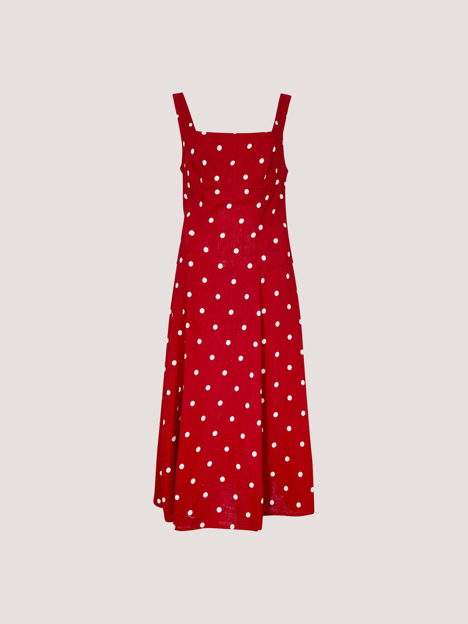Apricot Druckkleid Midi-Kleid mit Polka-Dot-Muster