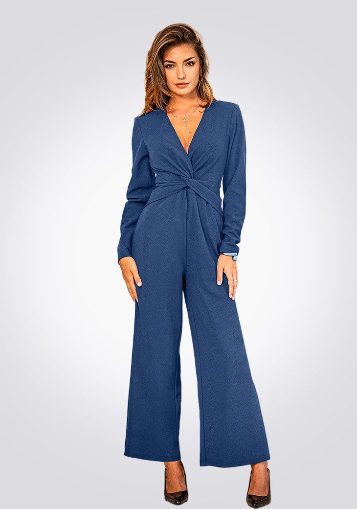 Cupshe Jumpsuit Eleganter Twist-Front-Jumpsuit in Marineblau