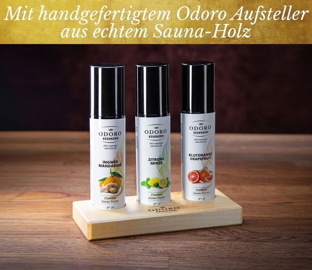 Sauna-Aufgussset Geschenkset inkl. Holzständer & 3 Saunadüfte