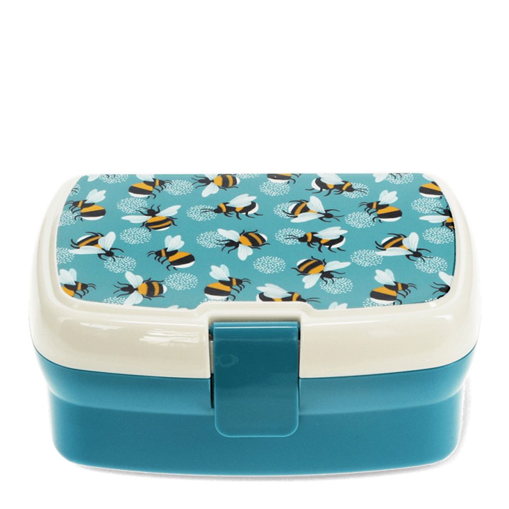 Rex London Lunchbox mit herausnehmbaren Fach Bumblebee, Kunststoff, BPA-frei, (mit Clipverschluss, 2-tlg., ca. 17 x 13 x 7,5 cm), Hummel-Motiv, Snack Obst Behälter Dose Box