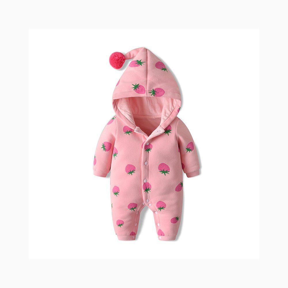 BEARSU Strampler »Baby Strampler mit Kapuze Baumwolle Overall Outfits  Mädchen Pyjamas Jumpsuit Bodys Langarm Outwear 9-12 Monate Erdbeer-Muster«  online kaufen | OTTO