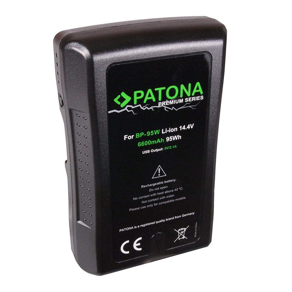 Patona Premium Akku für Sony BP-95WS V-Mount 95Wh Akku Ersatzakku V - Mount 6600 mAh (14,4 V, 1 St), BP-190WS DSR 250P 600P 650P 652P