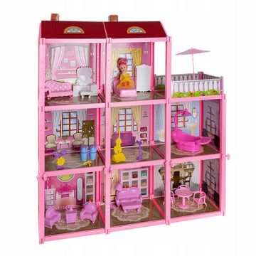 KRUZZEL Puppenhaus Puppenhaus mit Zubehör und Möbel Puppen Villa Mädchen Spielzeug