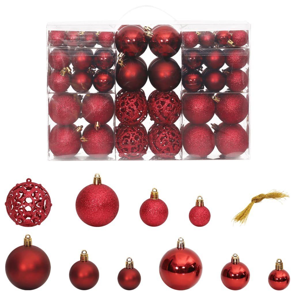 vidaXL Christbaumschmuck Weihnachtskugeln 100 Stk. Weinrot 3 / 4 / 6 cm (100-tlg)