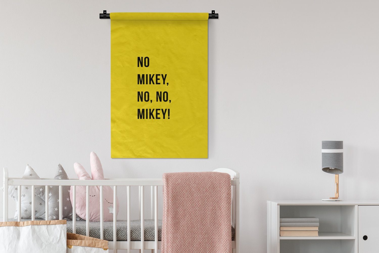 Kinderzimmer nein, Wanddeko Mikey! - Wandbehang, Nein - MuchoWow Wohnzimmer, nein, Wanddekoobjekt Kleid, Schlafzimmer, für Gelb, Zitate Mikey,