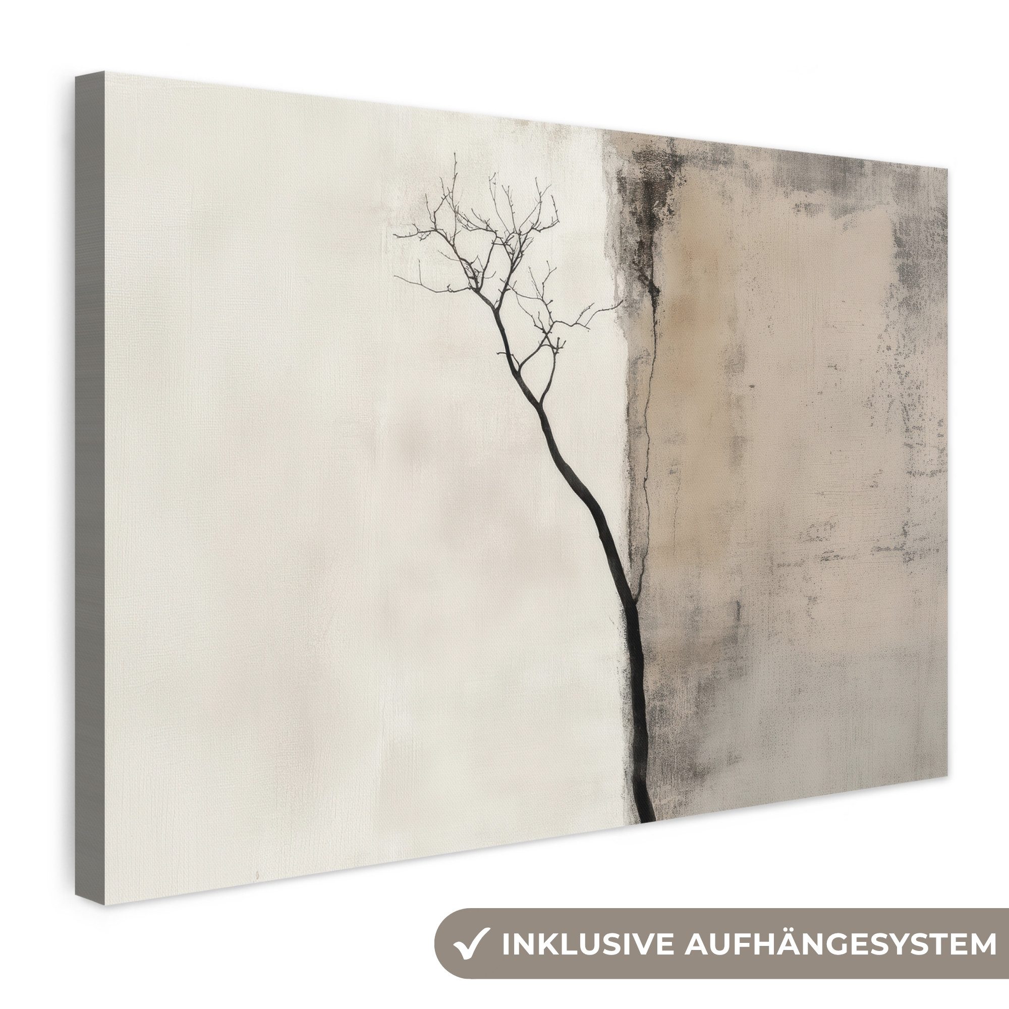 OneMillionCanvasses® Leinwandbild Wabi sabi - Pflanze - Beige, Fotodruck (1 St), Leinwand Bilder Klein, Wand Dekoration Aesthetic 30x20 cm