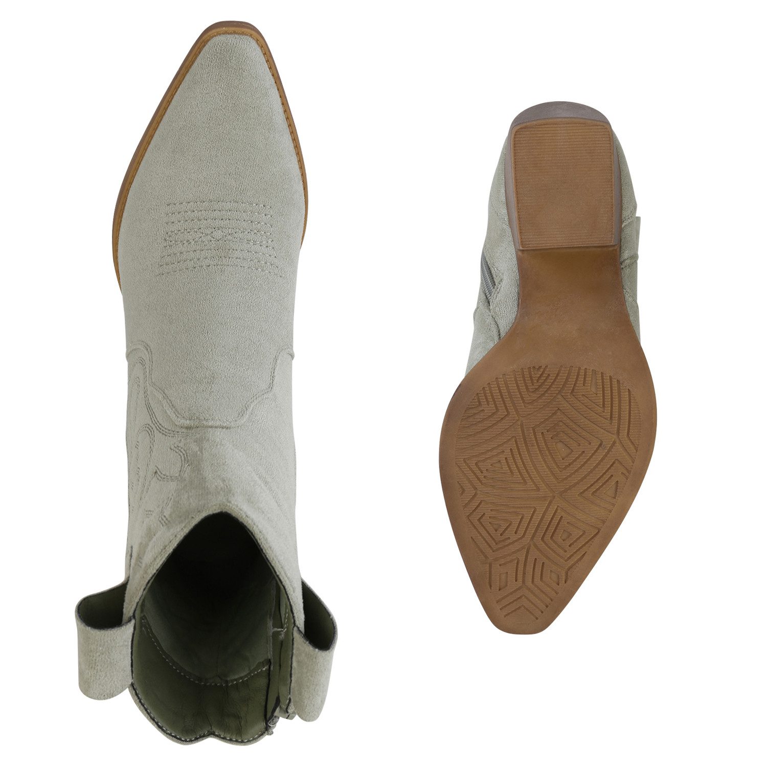 VAN HILL 837779 Cowboy Boots Damen Stiefeletten Cowboy Boots Trichterabsatz Stickereien