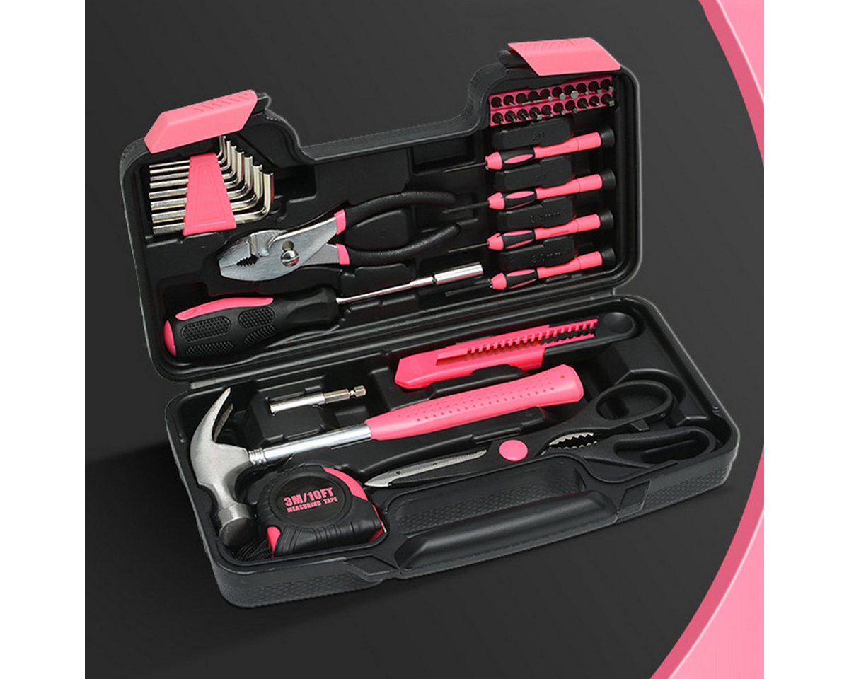 Thumbnail - FOUORTUNATE-BEE Werkzeugset 39-teiliges Haushaltskoffer Werkzeugset in Pink, (39-tlg)