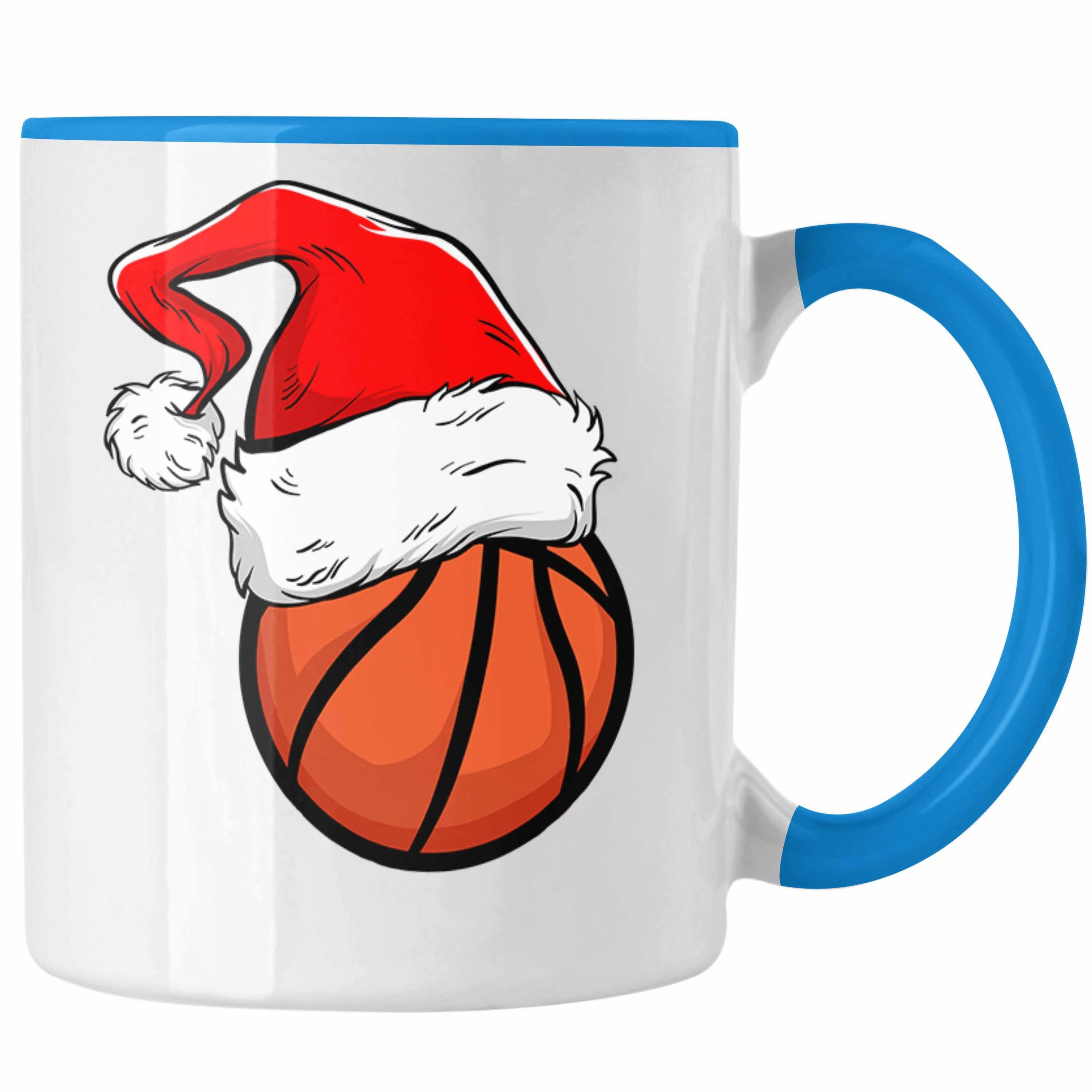 Trendation Tasse Trendation - Basketball Weihnachten Tasse Geschenk Basketballspieler Geschenkidee Blau
