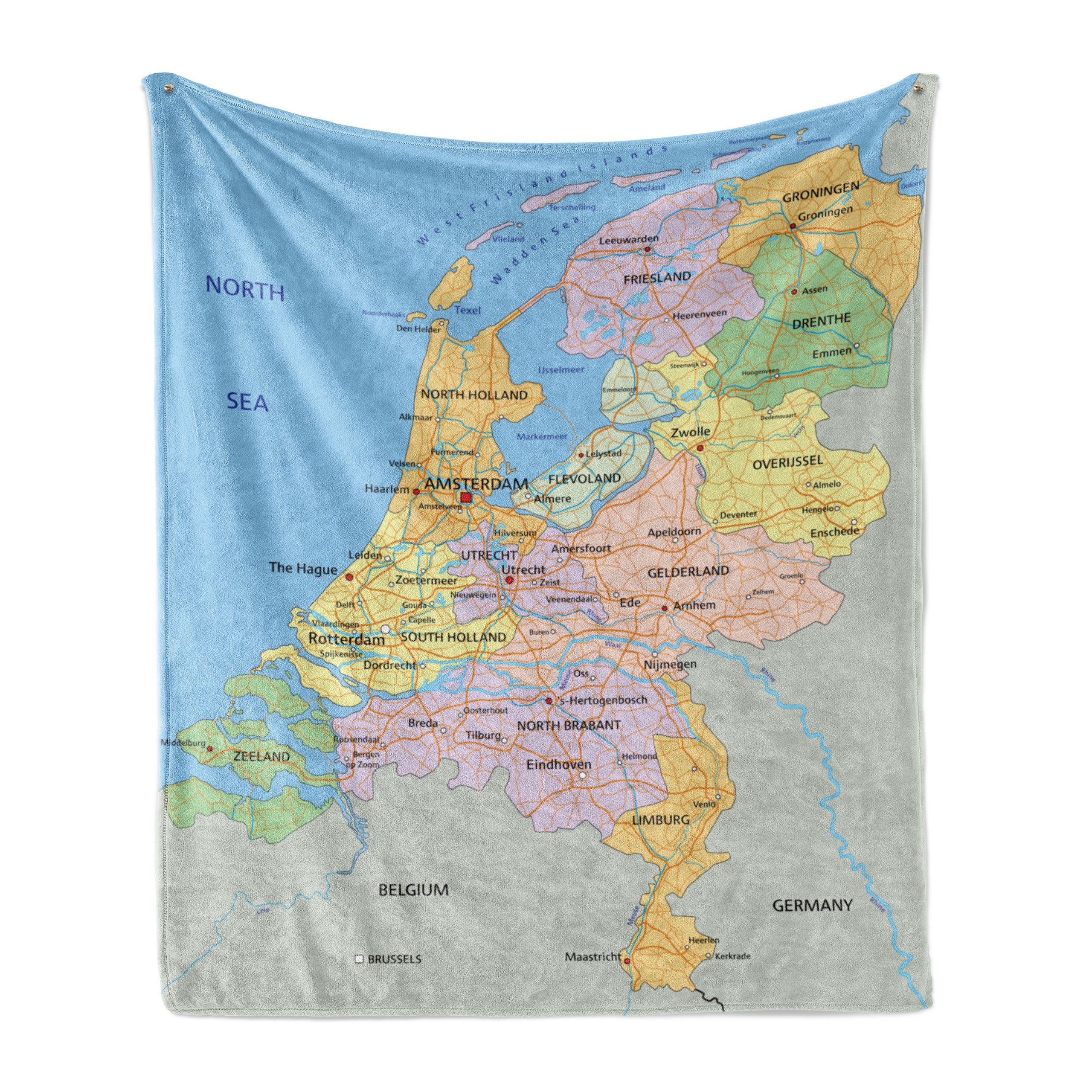 Regionen Außenbereich, den Amsterdam Karte Plüsch Wohndecke Gemütlicher für Umgeben und Innen- Abakuhaus, von