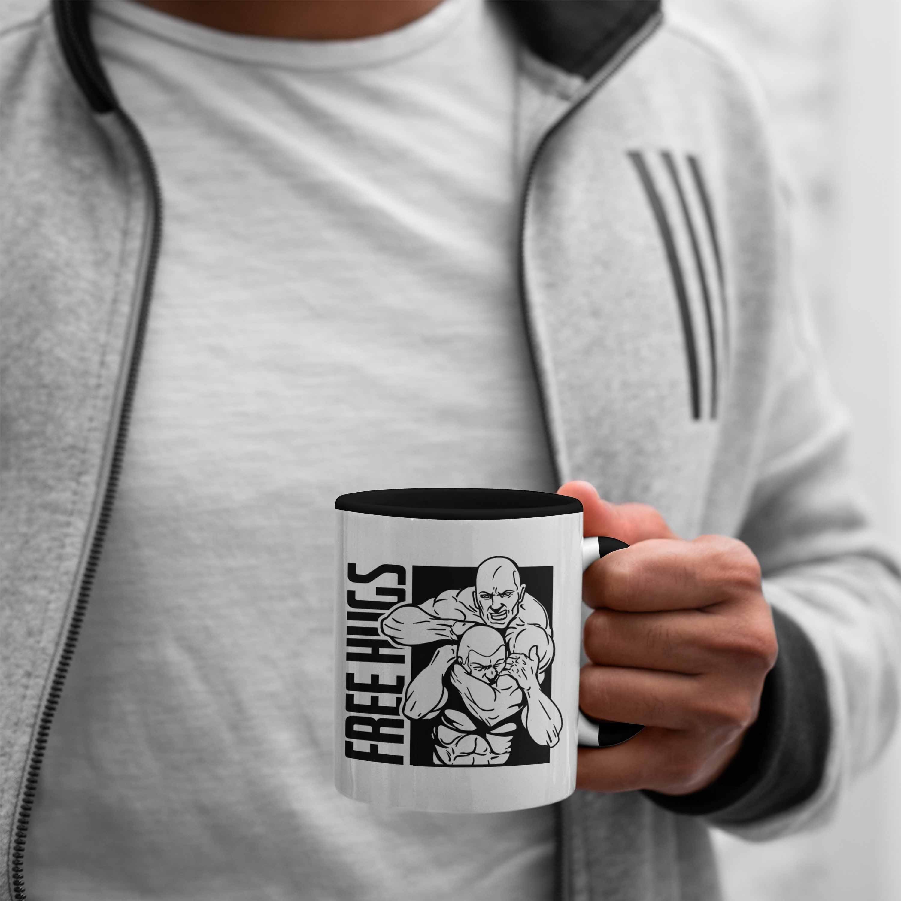 Geschenk MMA-Kämpfer Geschenkidee MMA-Tasse für Schwarz Tasse Trendation Free Hugs