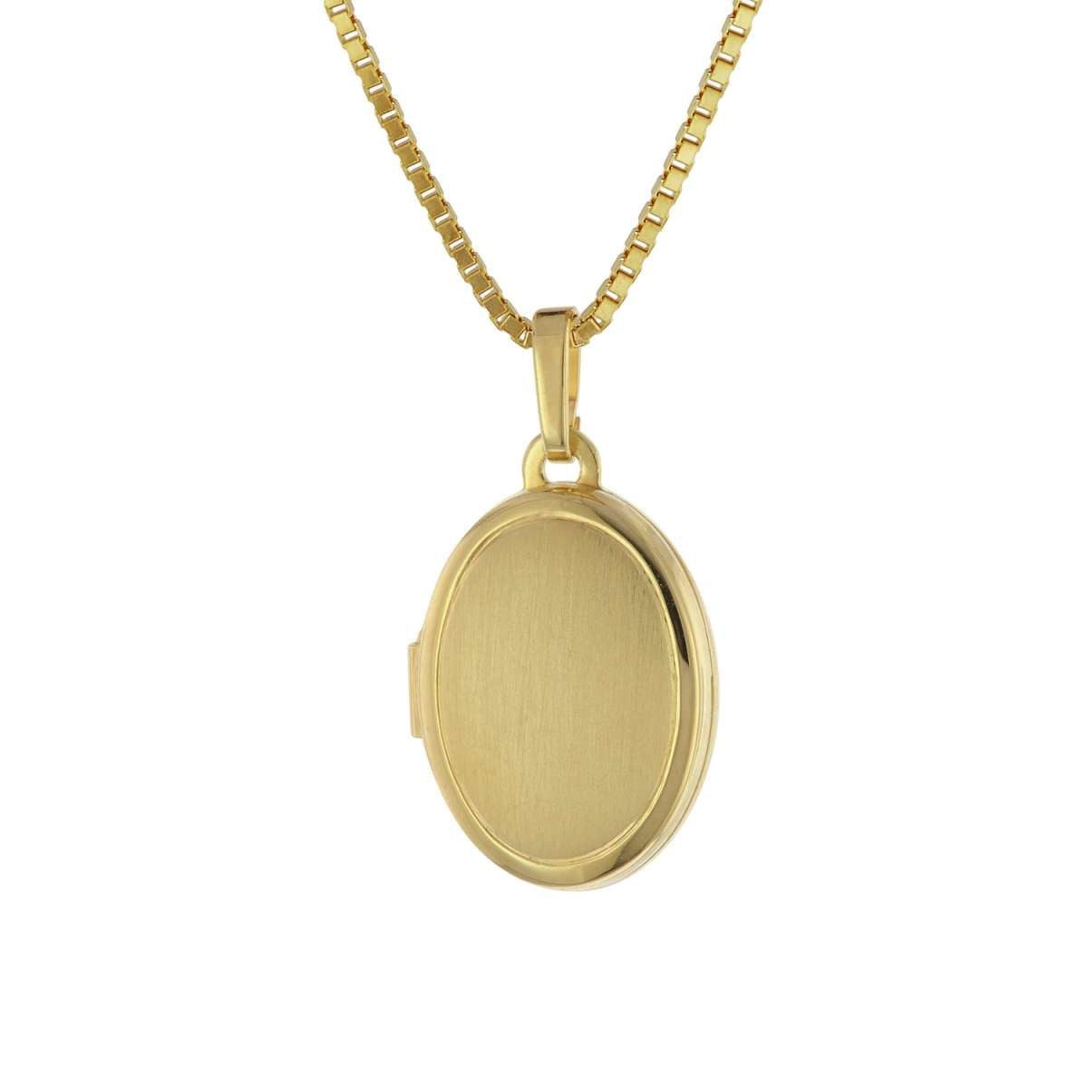 trendor Kette mit Anhänger 75727, Medaillon mit Damen Gold auf Silber 925