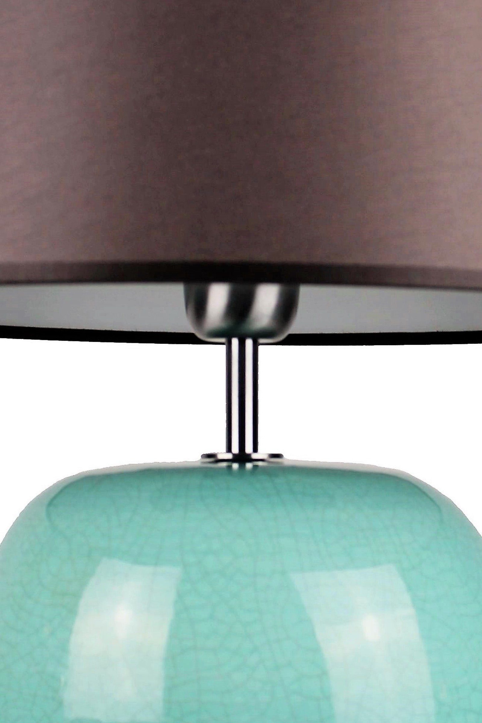 Signature Home Collection Nachttischlampe Nachttischlampe rund Keramiklampe in Keramik, ohne Leuchtmittel, warmweiß, Keramiklampe Nachttischlampe türkis mit Lampenschirm