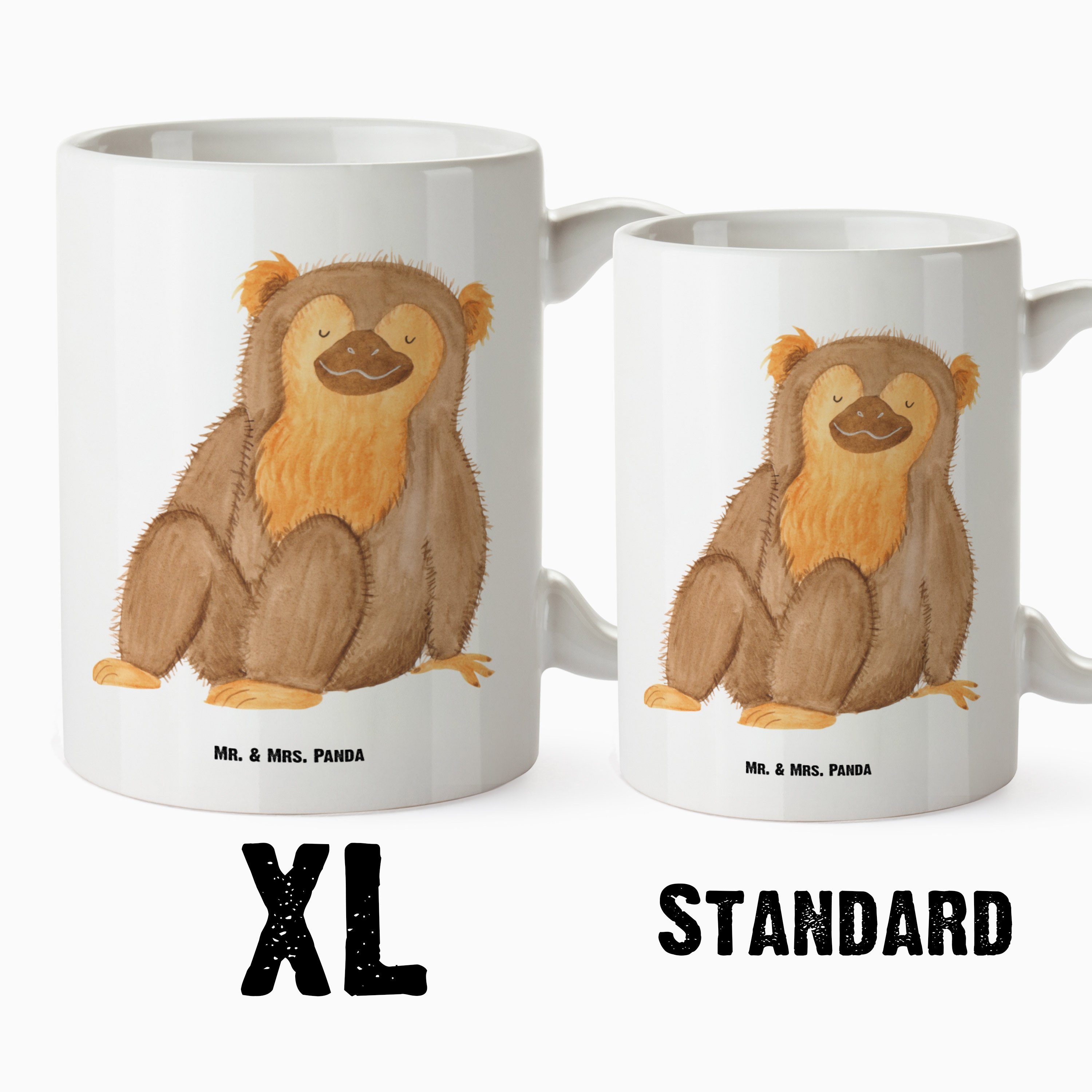 XL Tasse - Affe Tasse Selbstbewusstsein, Panda Mr. XL Weiß Mrs. Grosse Groß, Tasse, Kaf, Keramik Geschenk, & -