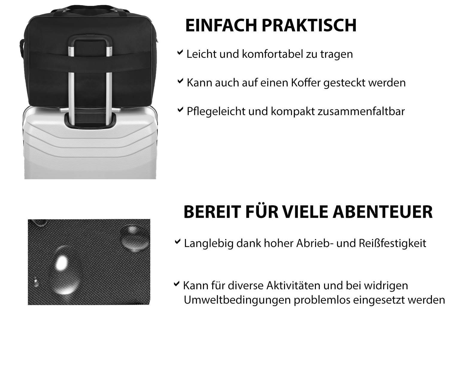 Granori Reisetasche 55x40x20 cm großes Handgepäck mit Schultergurt – leicht & viel Platz (über 40 l Fassungsvermögen), entspricht IATA Empfehlungen für Flugzeug-Kabinengepäck