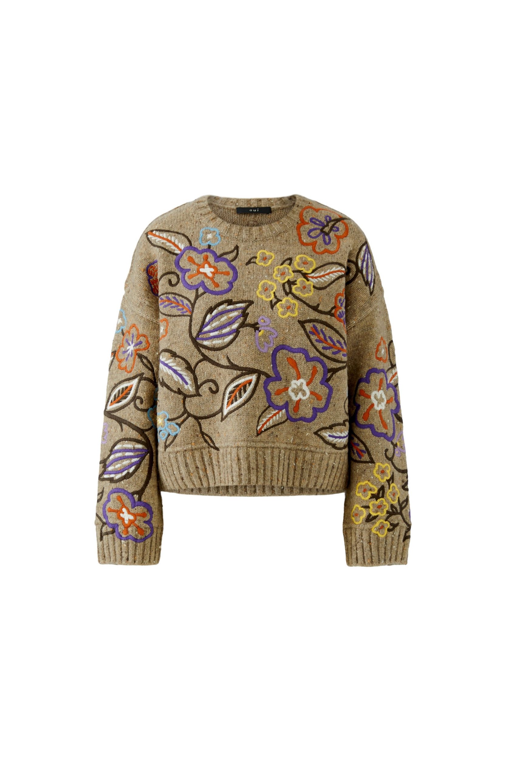 Oui Wollpullover Pullover camel violet