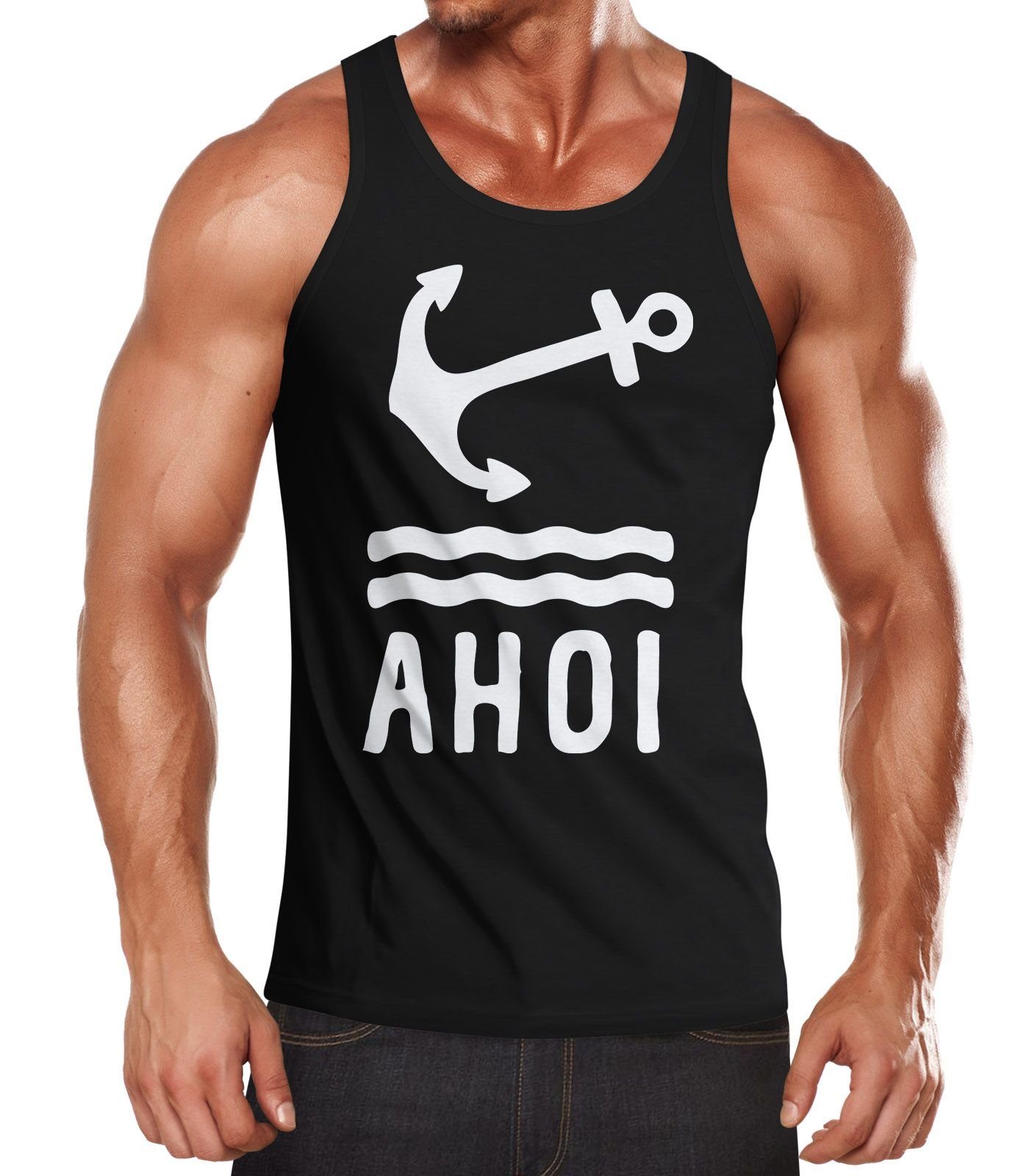 Neverless Tanktop Herren Tank-Top Anker Ahoi Neverless® mit Print