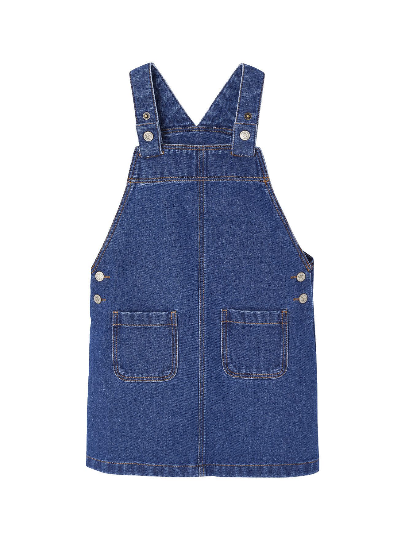 vertbaudet Kleid & Hose Mädchen-Set: Latzkleid aus Denim & Streifenshirt – Bild 3 von 5