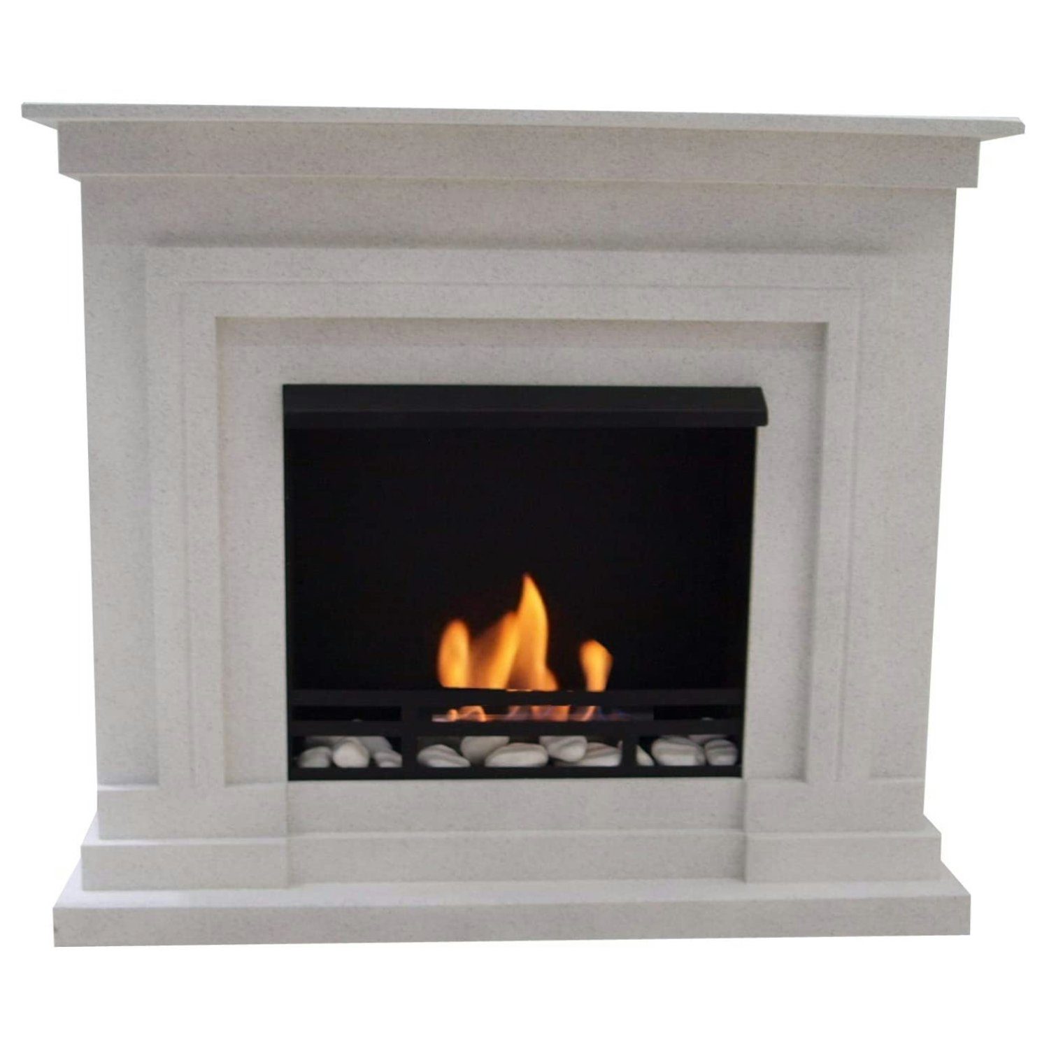 Kaminbau Mierzwa Echtfeuer-Dekokamin Berlin (Deluxe, Brenngel & Bio-Ethanol Kamin inkl. regulierbarer Brenner & Zubehör), Farbwahl, Gelkamin, Ethanolkamin, Kaminofen, Bodenkamin