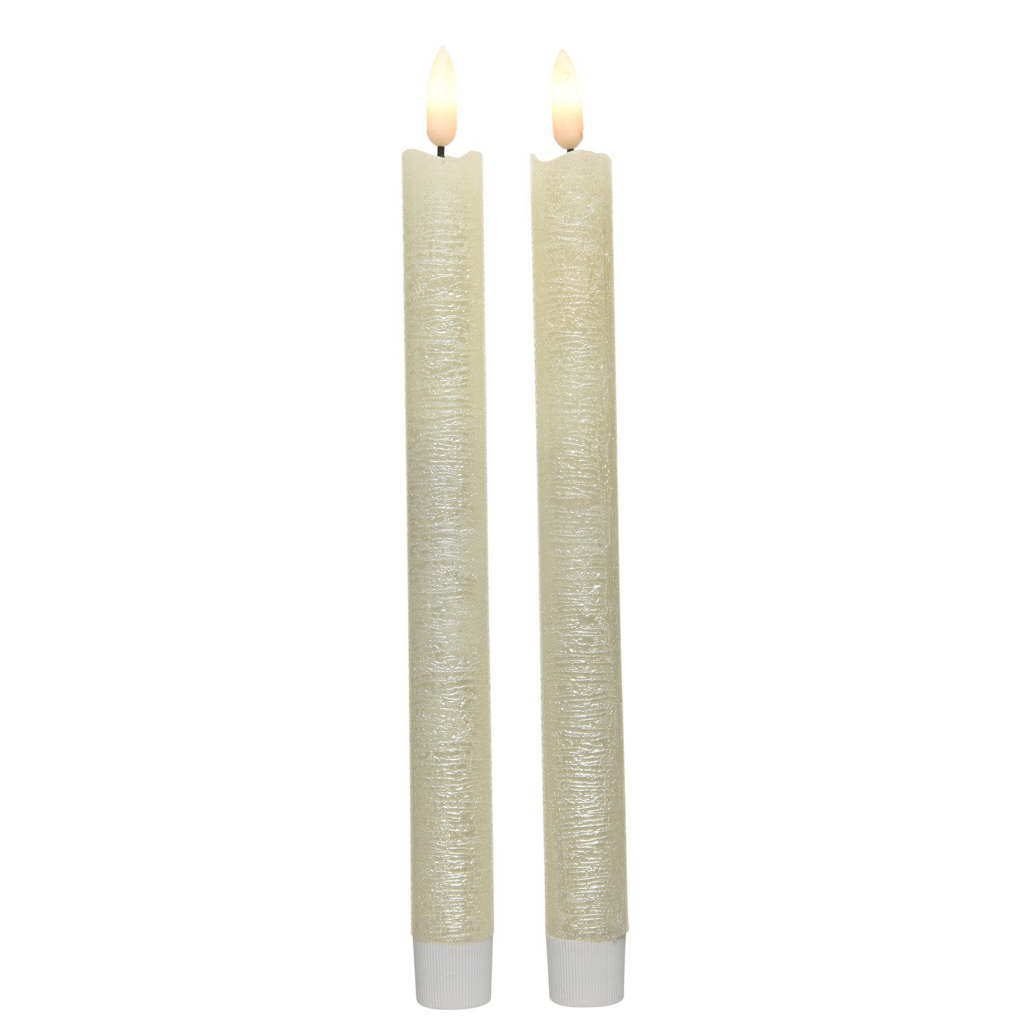 MARELIDA LED-Kerze LED Stabkerzen Tafelkerzen Dinner Spitzkerzen rustikal 25cm creme 2St, LED Classic, warmweiß (2100K bis 3000K) – Bild 2 von 5