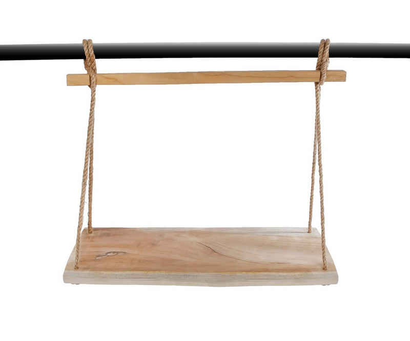 Spetebo Hängeregal Teak Hängeregal mit Naturkordel - 50 x 23 cm, Packung 1-tlg., Holz Wandregal zum Hängen