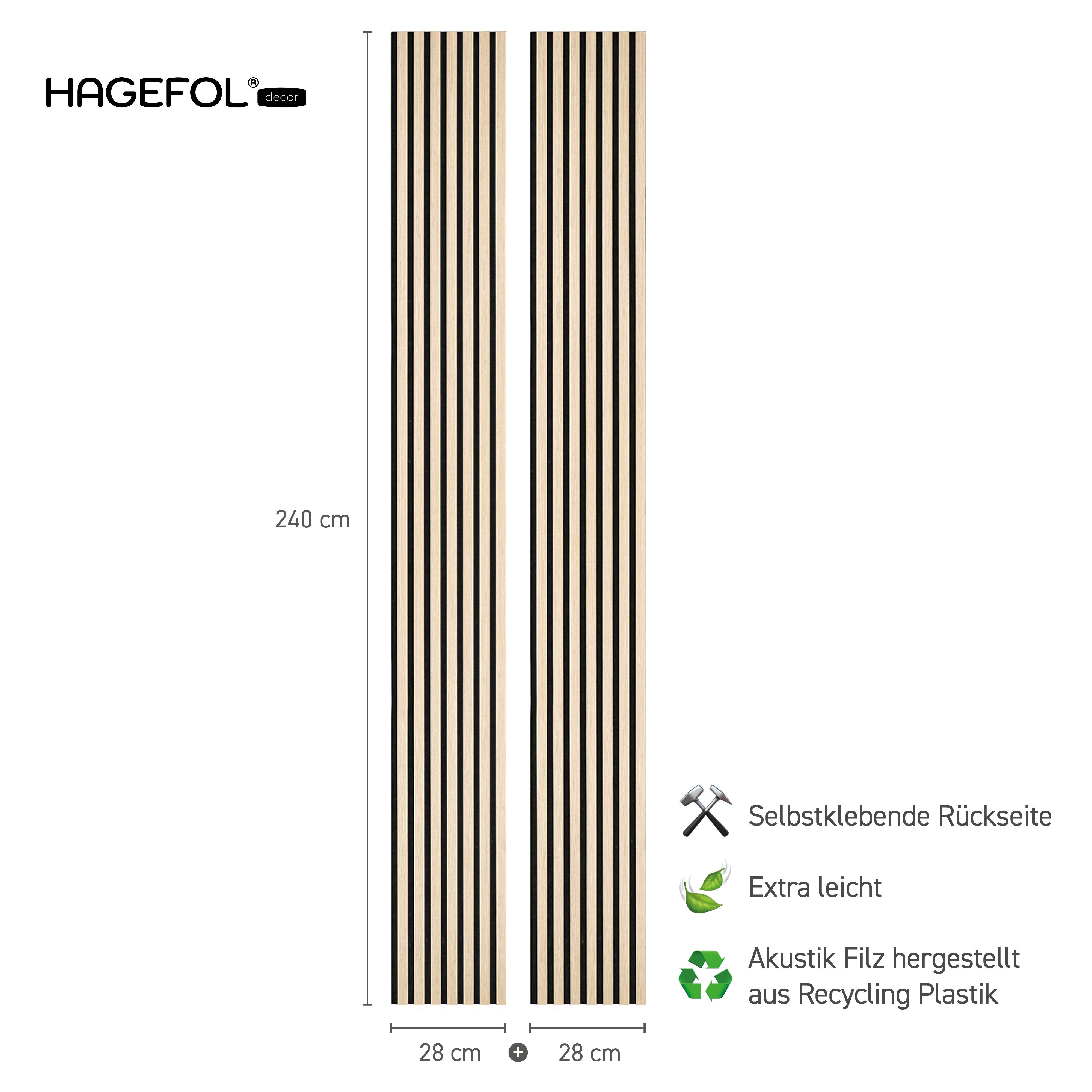 HAGEFOL Wandpaneel Akustikpaneele selbstklebend, 240x56 cm (2 Stück á 240x2 günstig online kaufen