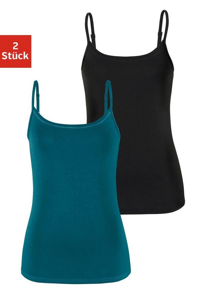 Vivance by Lascana Spaghettitop mit verstellbaren Trägern (2er-Pack) aus elastischer Baumwoll-Qualität