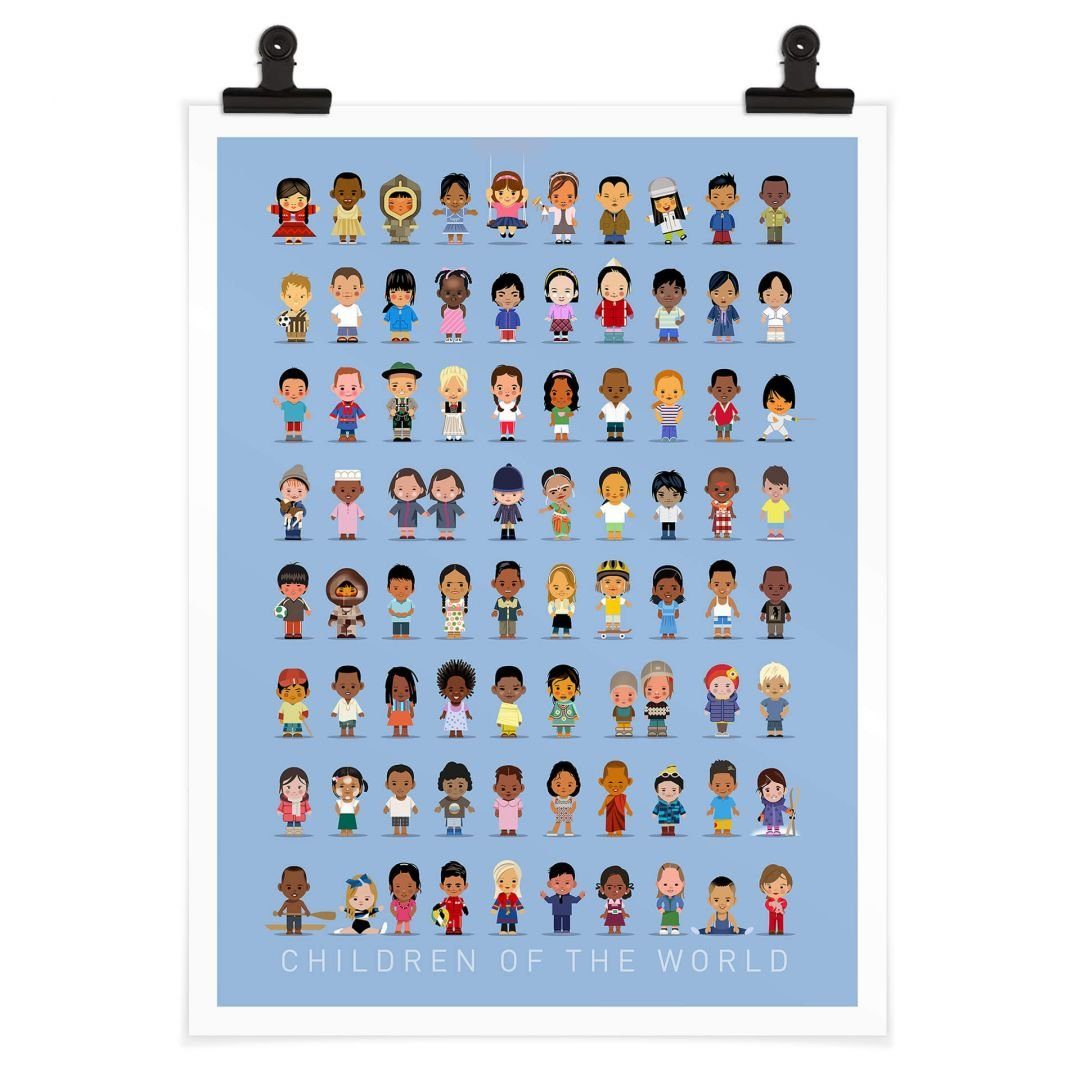 K&L Wall Art Poster Poster Braun kleine Kinder der Welt Children of the world, Kinderzimmer Wandbild modern