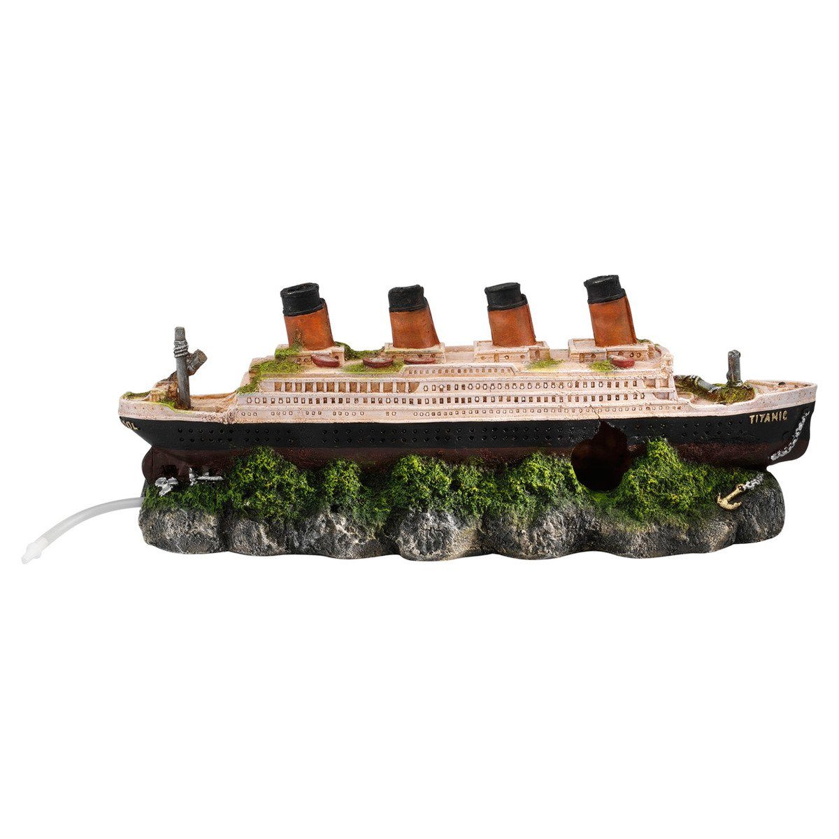 Aquariendeko Aquariumdekoration Schiffswrack Titanic mit Ausströmer