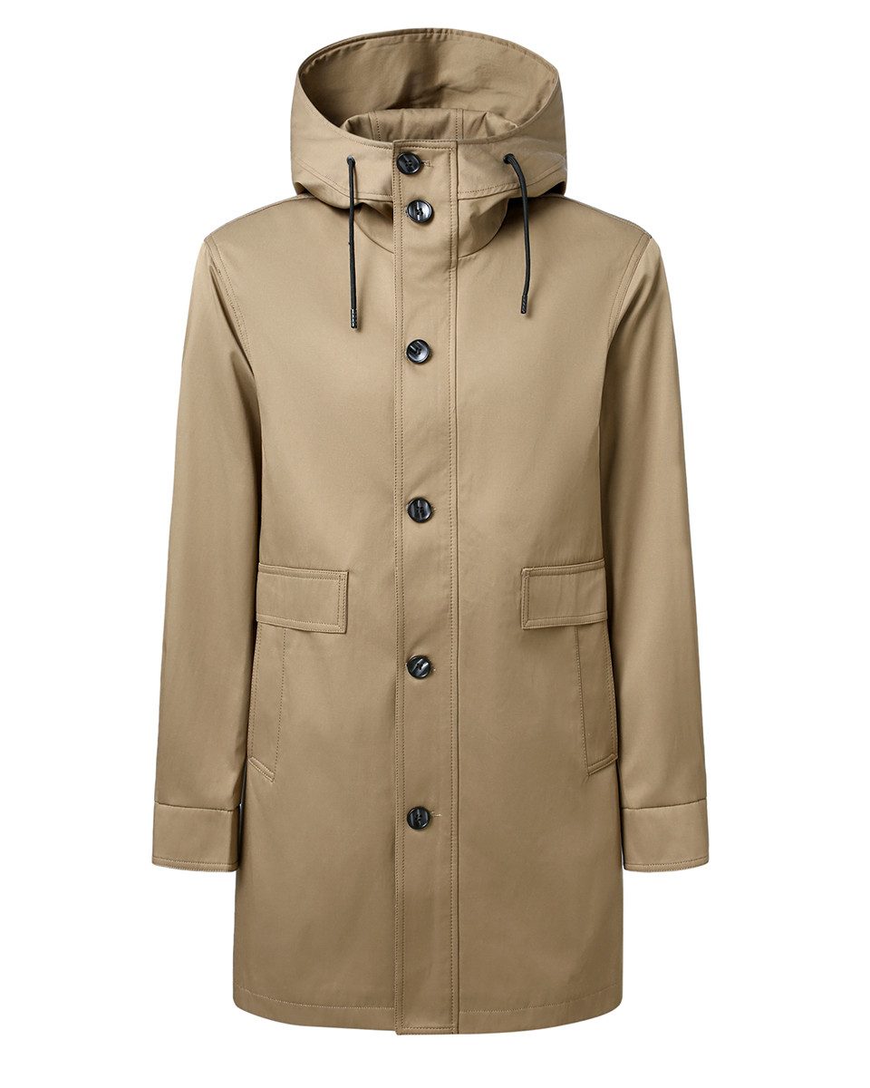 Allthemen Trenchcoat Herren Trechcoat mit Kapuze Freizeit Regular Fit Übergangsmantel mit Bequemem Baumwoll Mischgewebe, für Vielfältige Freizeitoutfits